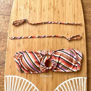 Retro Striped Billabong Swim Bandeau (XS)